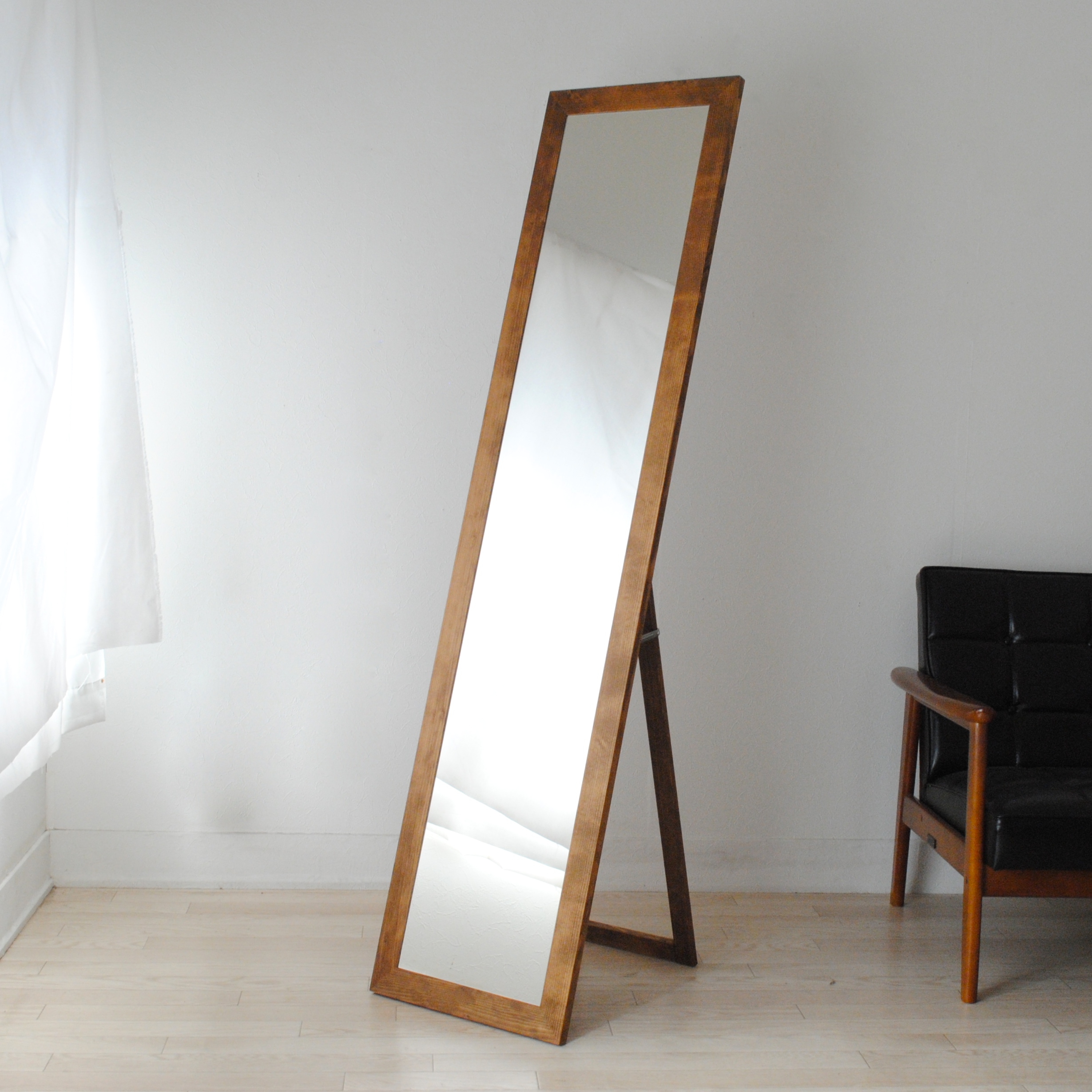 レオン スタンドミラー 全身 鏡 姿見 天然木 日本製 W400×1610