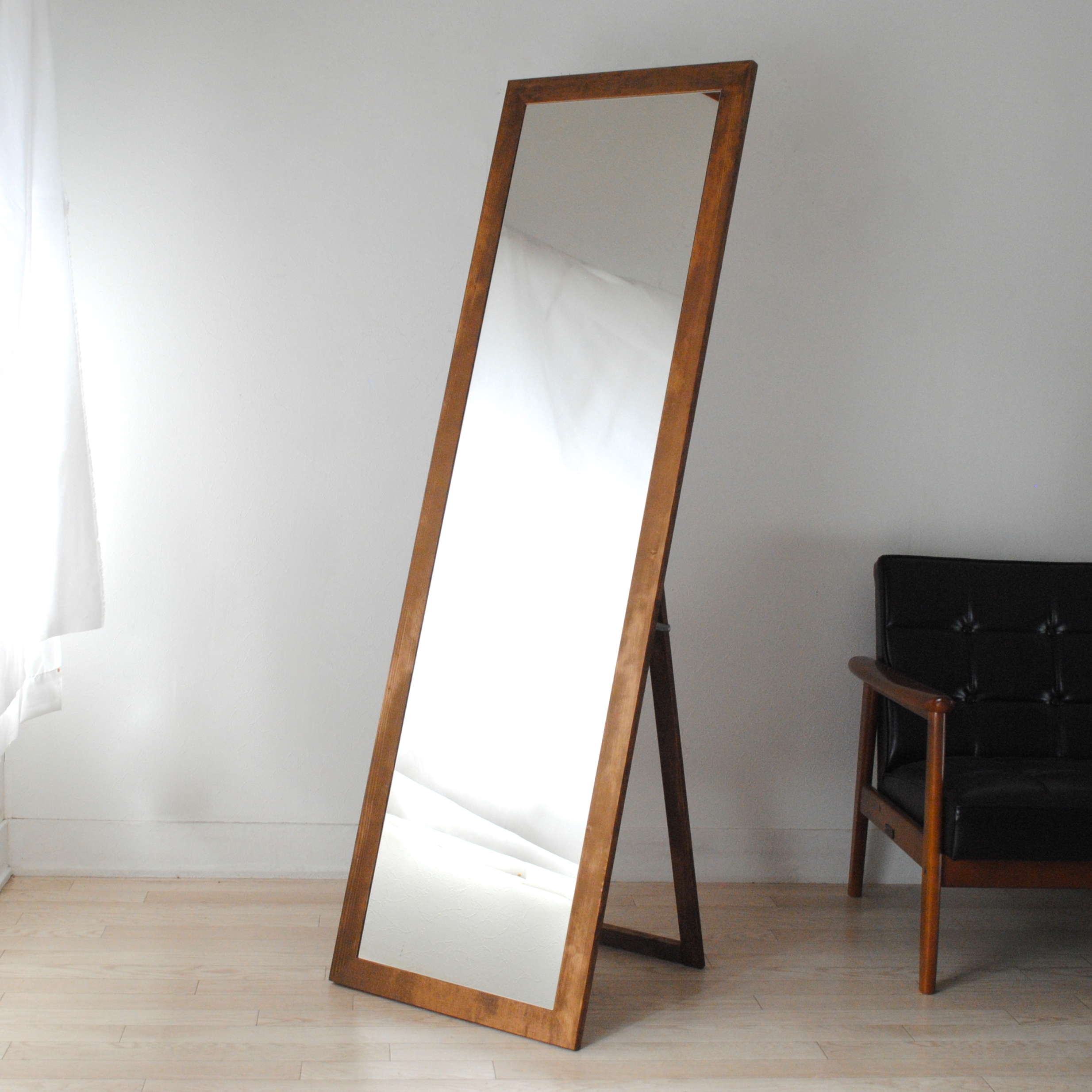 レオン スタンドミラー 全身 鏡 姿見 天然木 日本製 W500×1610