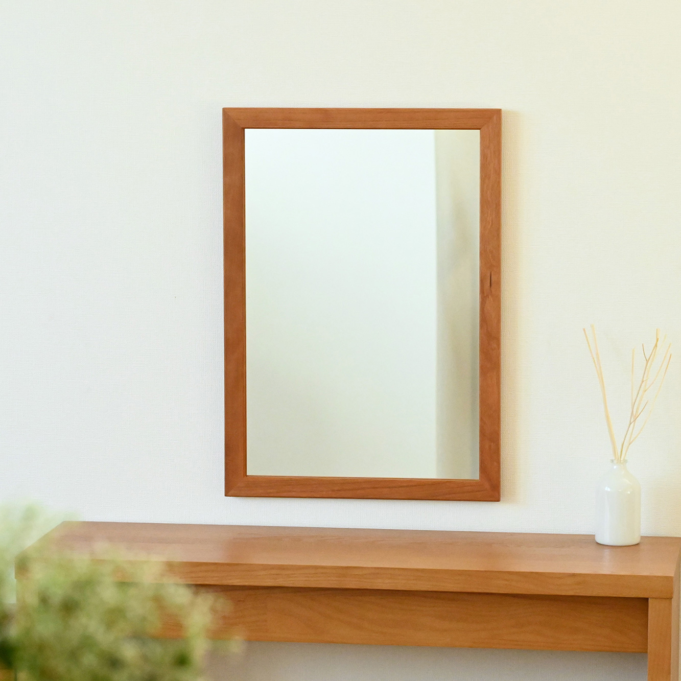 SENNOKI Mミラー 32x45cm ウォールナット材 アメリカンチェリー材