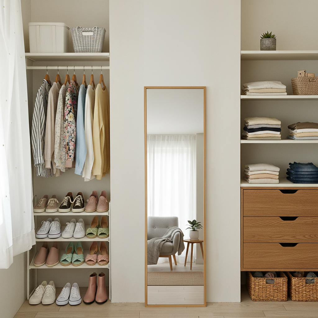 ステラ ウォールミラー 44×155cm ホワイトオーク