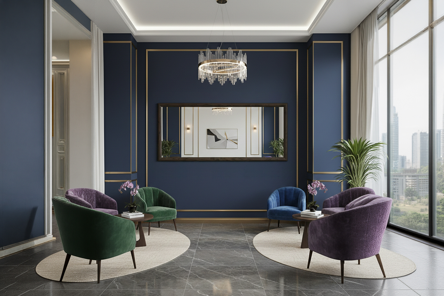 特大サイズミラーでホテルライクな空間を演出するイメージ